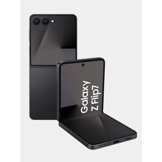 Samsung Galaxy Z Flip 7 5G smartfoni 120Hz yangilanish tezligiga ega 6,9 dyuymli Dynamic AMOLED 2X displeyi va 50MP kameraga ega.
